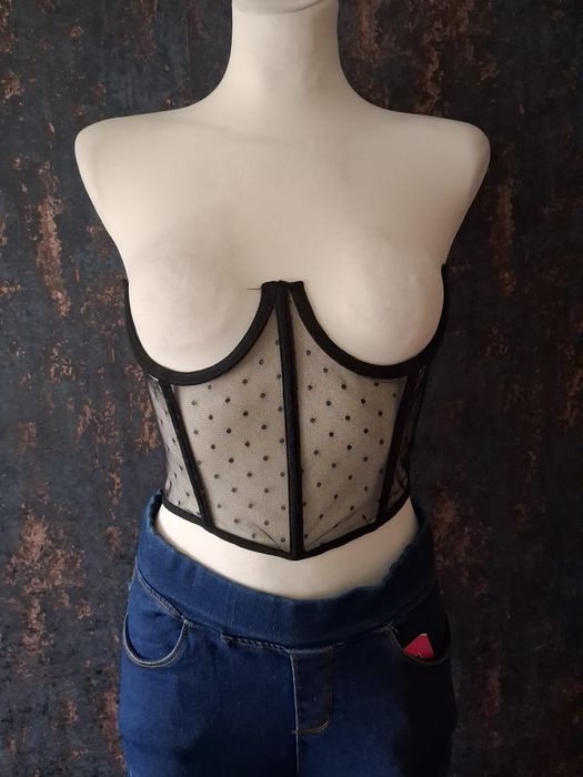 Koronkowy gorset openbust ozdobny do koszuli rozmiar M