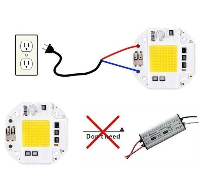 Светодиодная LED матрица с драйвером 220v для прожектора 50w 70W 100W