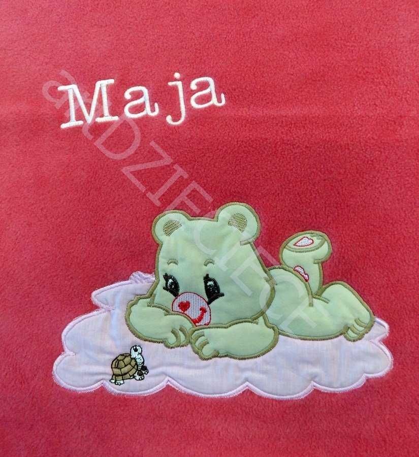 Koc kocyk haft IMIĘ dziecka, miś chmurka, polar WYPRZEDAŻ !