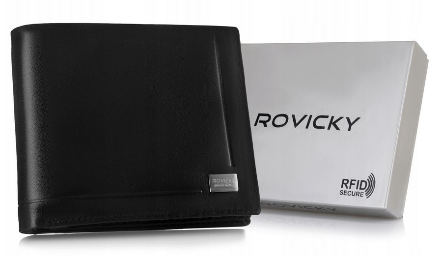 klasyczny, elegancki portfel męski ze skóry naturalnej - rovicky