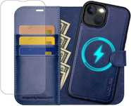 OCASE etui skórzane iPhone 13 iPhone 14 granatowe stojak 2w1 magsafe