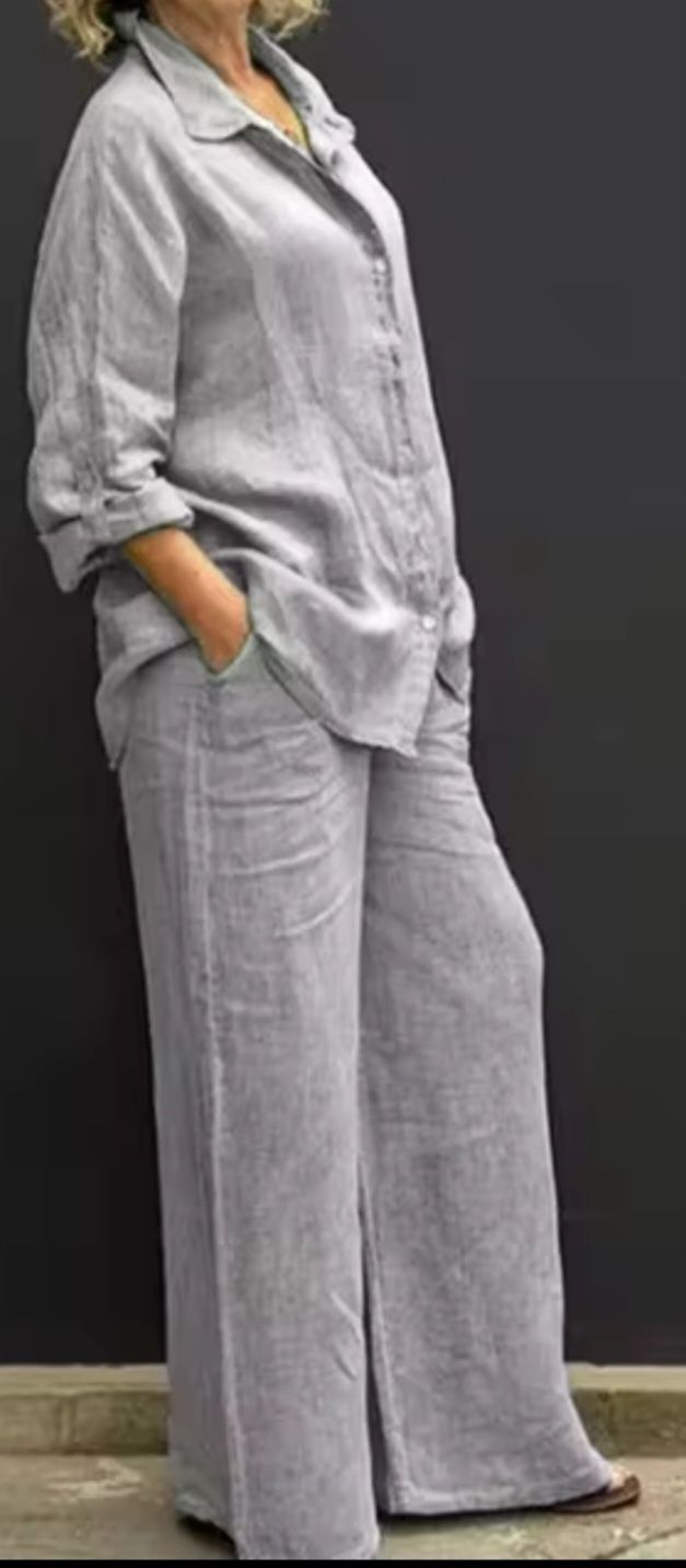 Женский льняной костюм, рубашка M,L,XL,2XL
