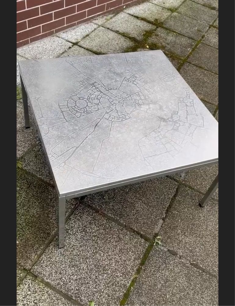 Lilienthal Heinz unikalny stolik kawowy trawione aluminium