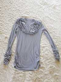 Szara tunika/sukienka mini/bluzka z długim rękawem