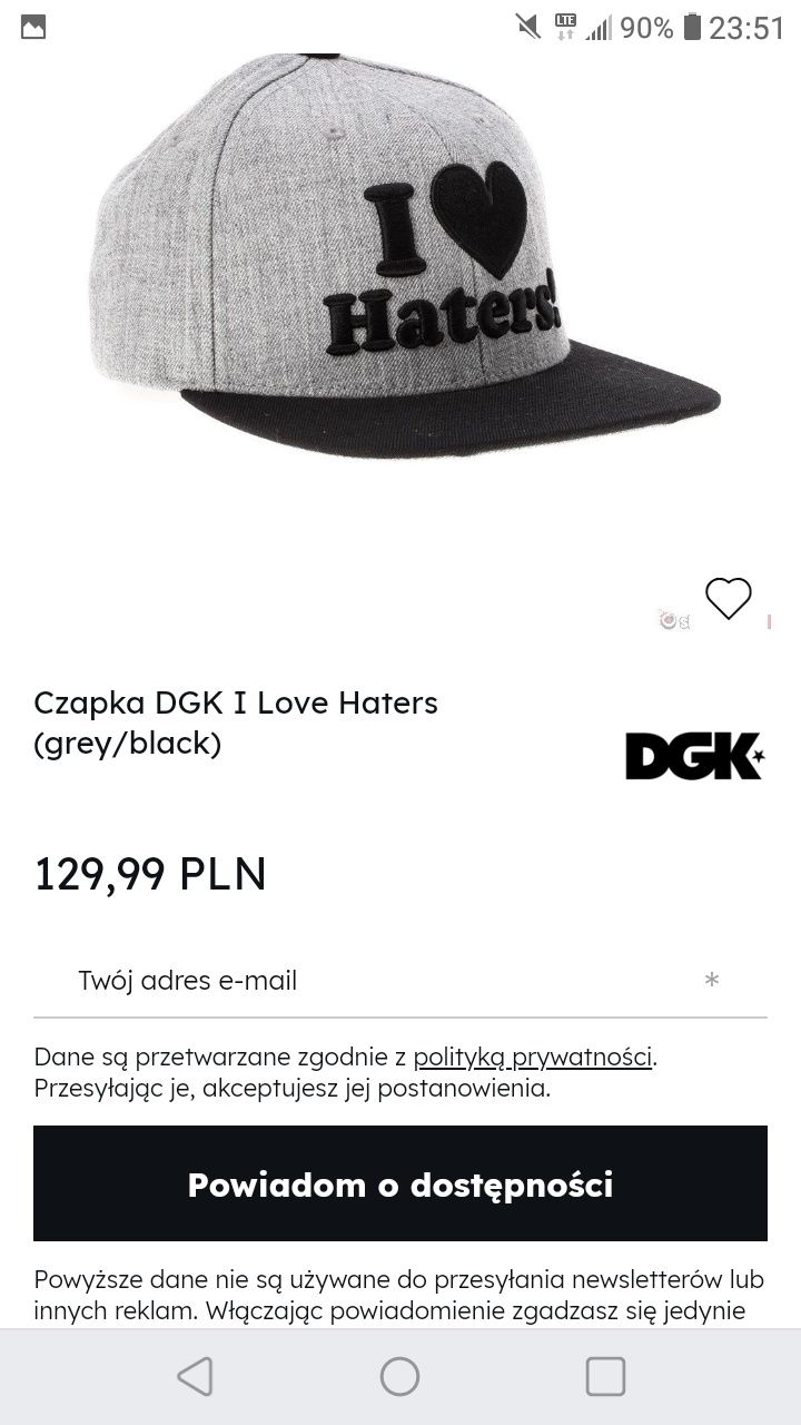 Czapka z daszkiem. DGK I love haters!