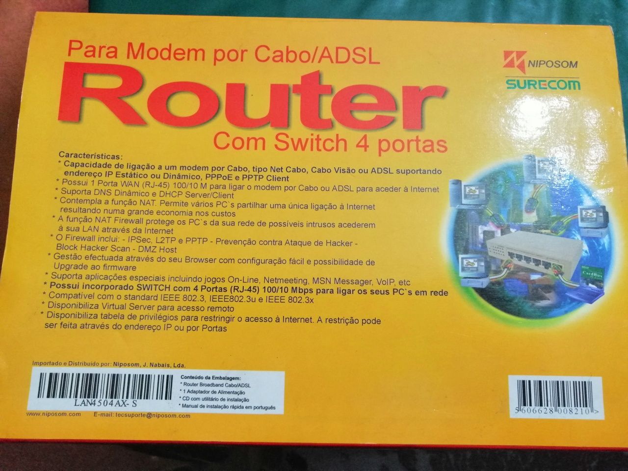 Router - Cable/Adsl Gatway Router - Plus 4 Port Switch - 4 portas