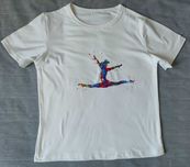 NOWY T-shirt dla dziewczynki 8-9 lat z motywem akrobatki