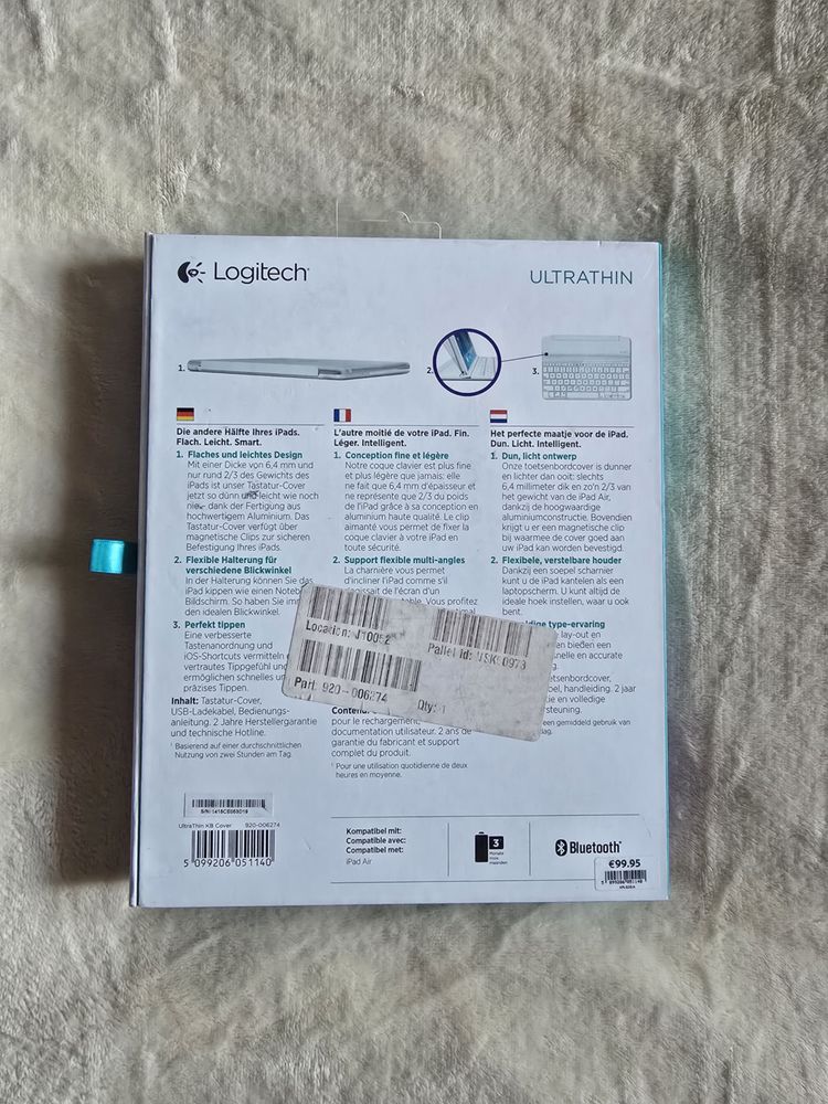 Logitech Ultrathin Klawiatura Pokrowiec dla iPad Air (biała) Bluetooth
