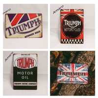 Placa/Chapa de Metal Vintage/Retro Triumph (4 Modelos)| NOVA