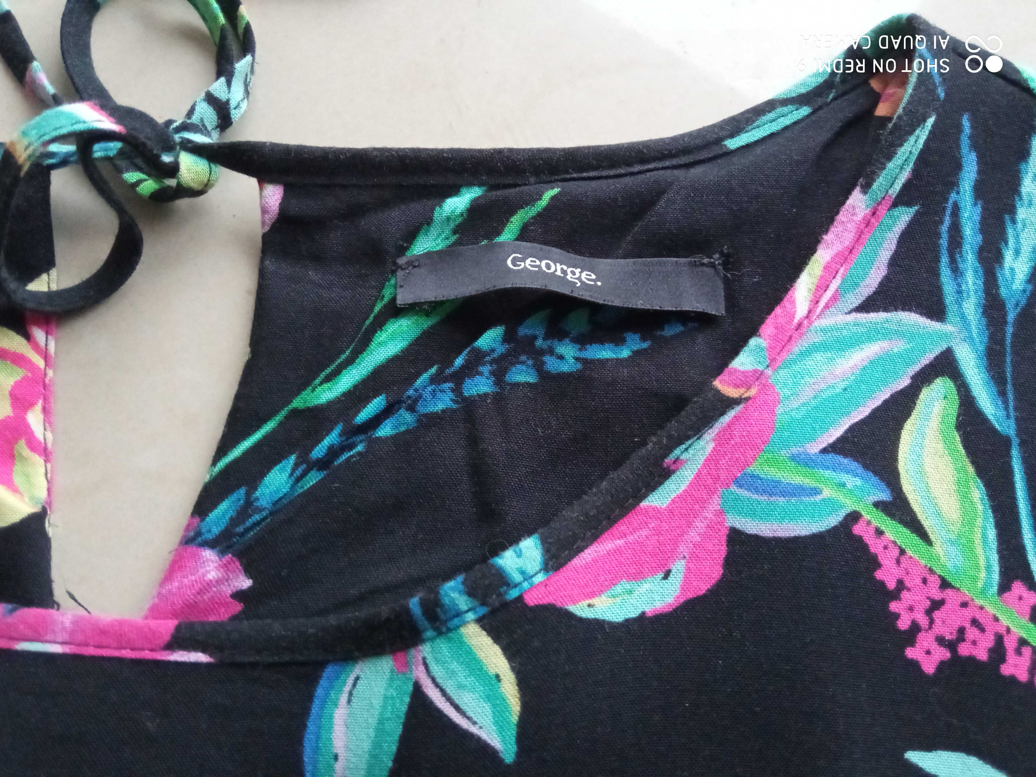GEORGE sukienka 136cm pachy 22 50 52  boho czarna w kwiaty wesele