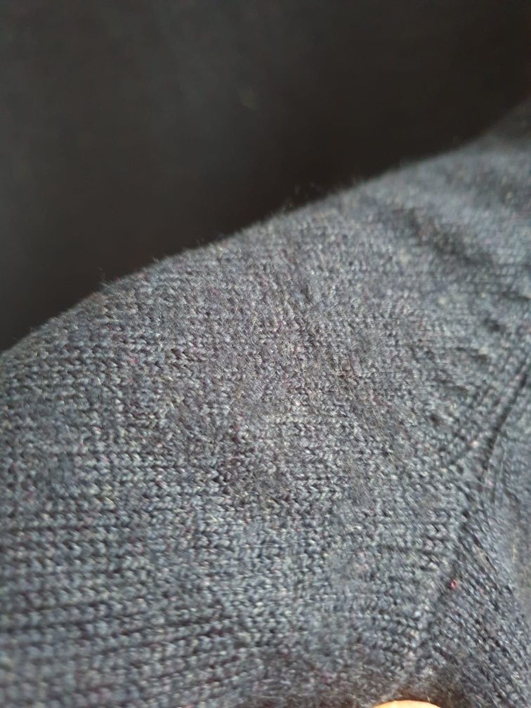 Granatowy  sweter wełniany jedwab Walbusch M L męski