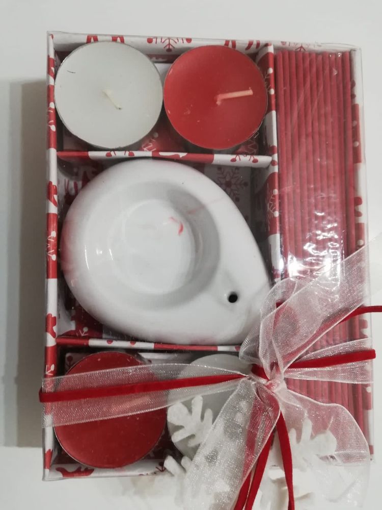 Zimowy stroik lampion świeczka ozdoba na stół tealight