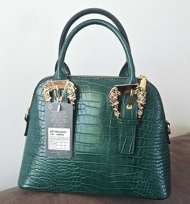 Bolsa marrom imitação pele crocodilo