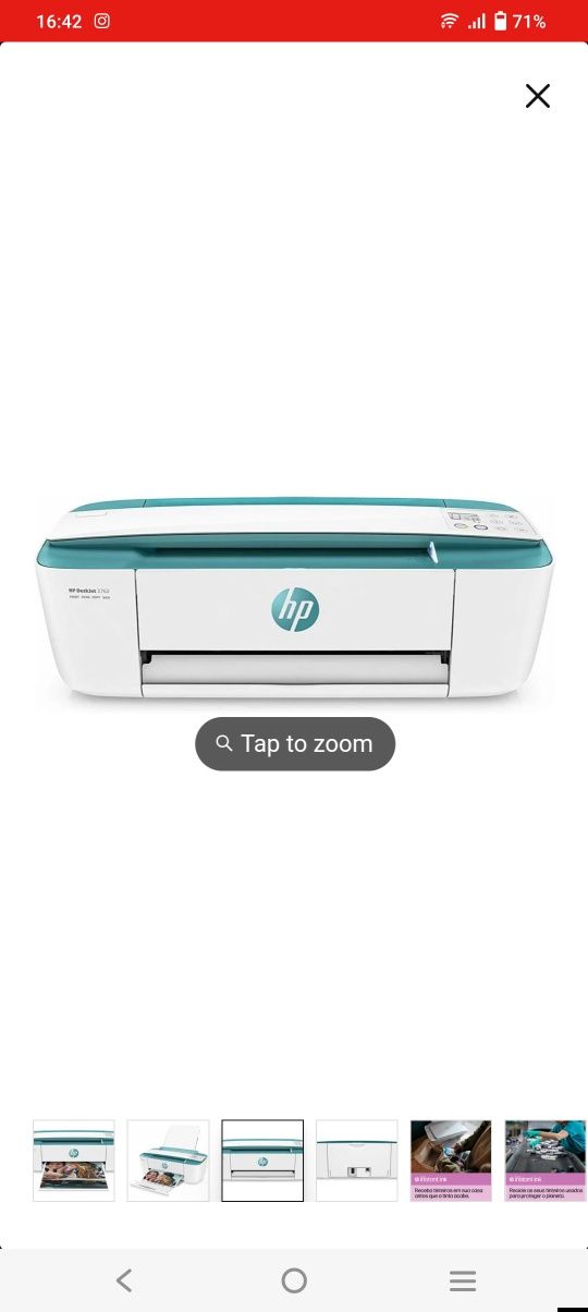 Impressora hp 3762 multifunções