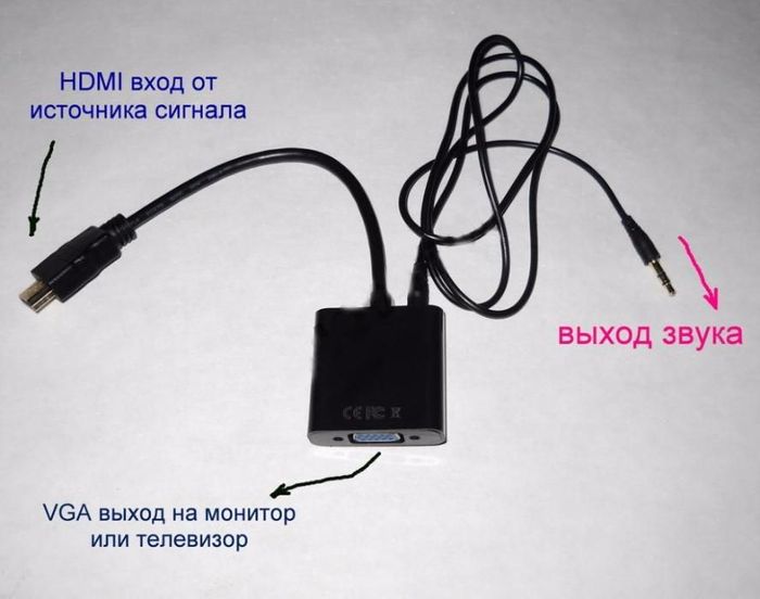 Конвертер из HDMI в VGA, + АУДИО + ПИТАНИЕ адаптер переходник