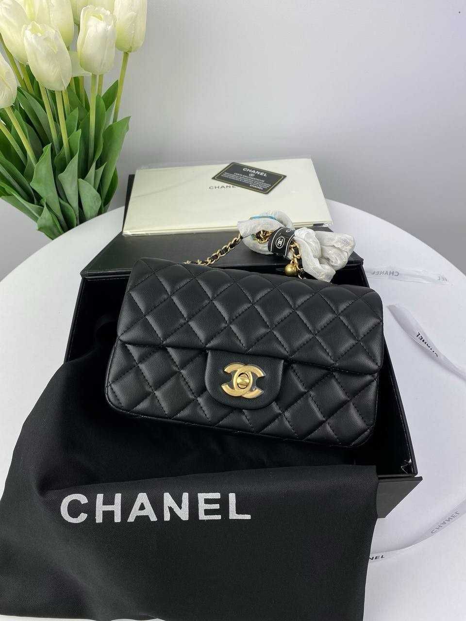 Женская сумка chanel black стильная черная сумочка на цепочке шанель