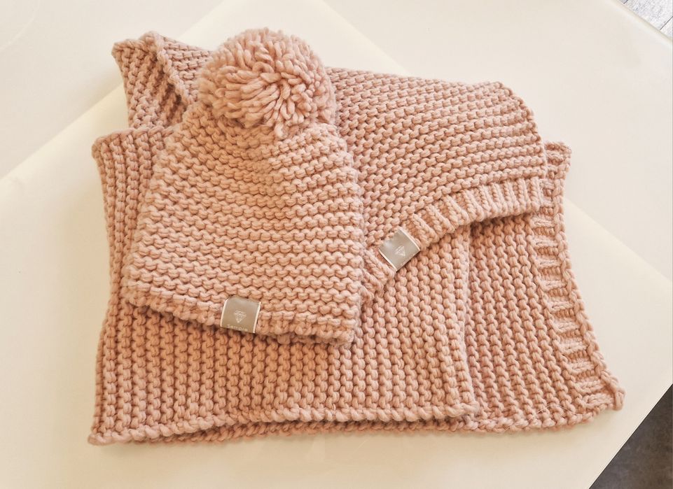 Czapka i szalik damski gruby splot Jakość Sempre