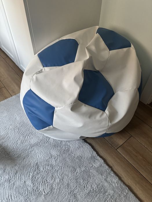 SPORT L Puf piłka biało-niebieski