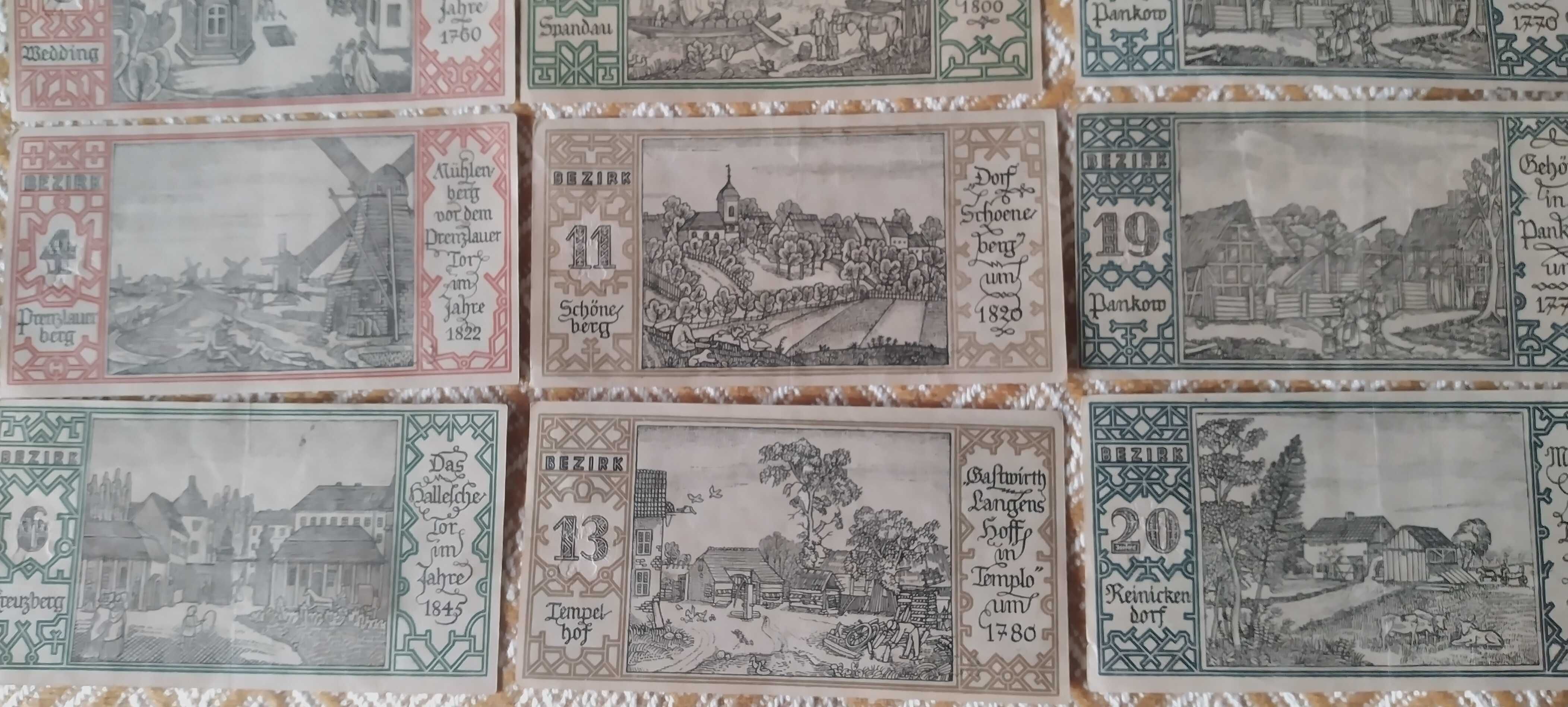 Notgeld pieniądz zastępczy banknot bon zestaw wykopki strychowe 1921 r