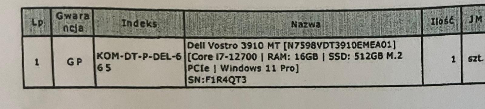 Dell Vostro 3910 Mt core RAM