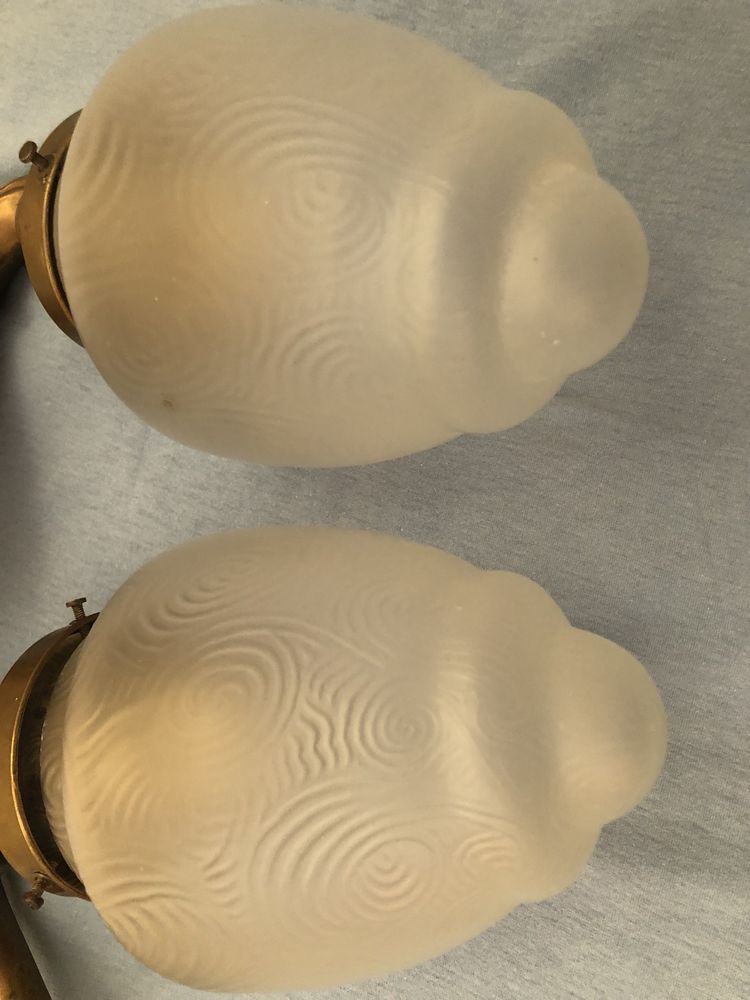 Stara lampa mosiężny kinkiet secesja szklany klosz