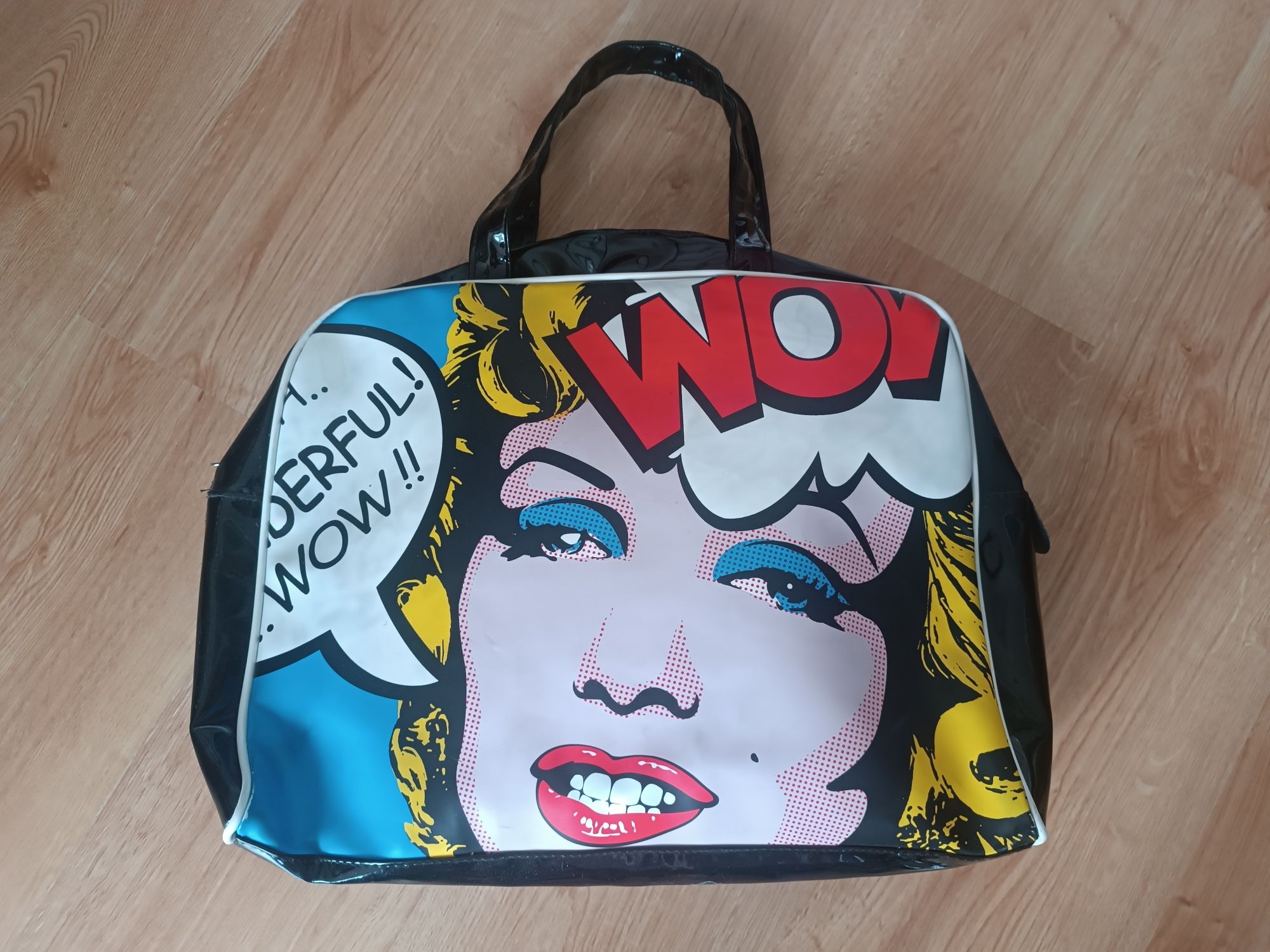 Duża pakowna torba z printem w stylu pop art komiks szoperka shoperka