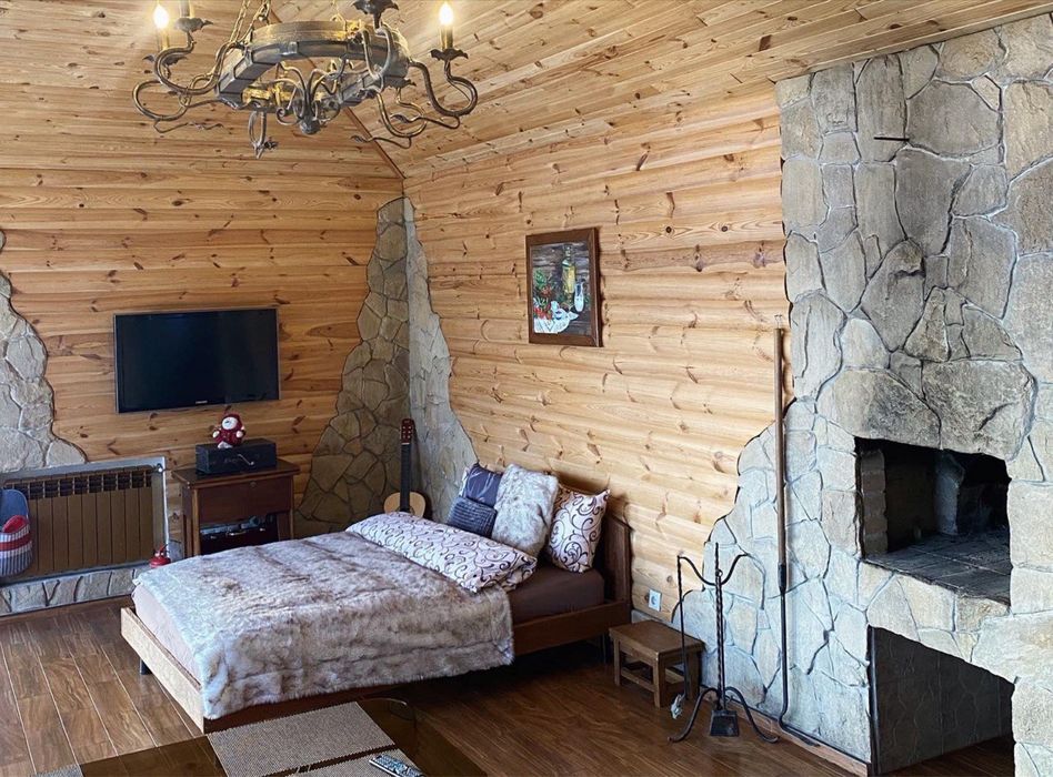 Дім у лісі біля озера з каміном під Києвом. Завжди є світло