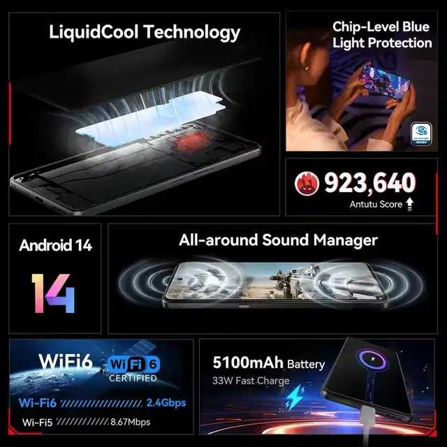 Смартфон Cubot Max 5 Black 6,95 12/256Gb 100Mpx NFC + стекло!