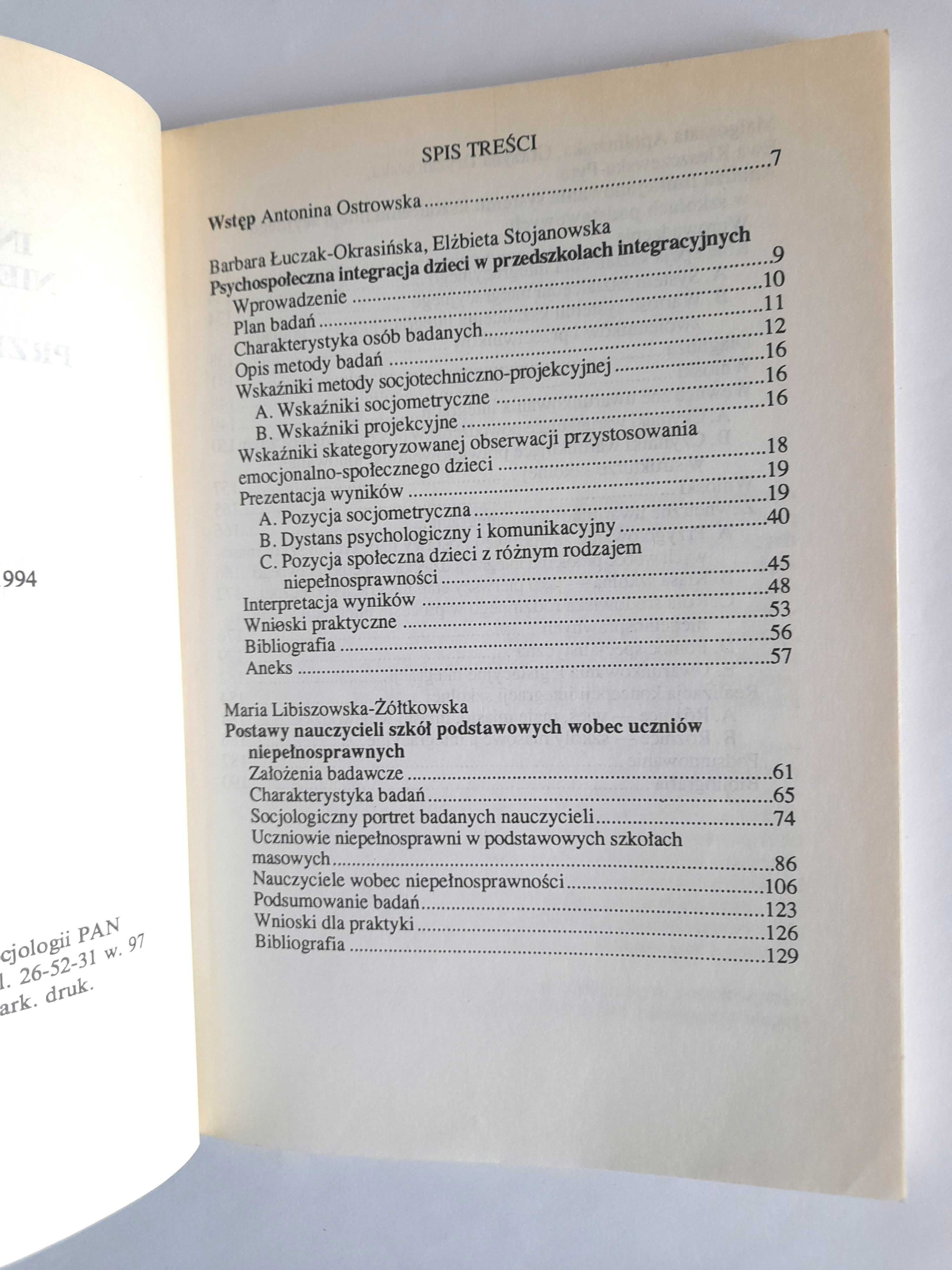 Integracja dzieci niepełnosprawnych w przedzkolu i szkole