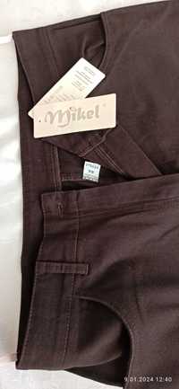 Bawełniane spodnie damskie z kieszeniami brązowe rozmiar 44