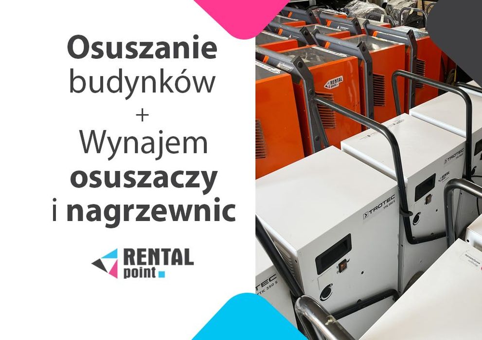 WYNAJEM Osuszaczy powietrza, Nagrzewnic, OSUSZANIE budynków PO ZALANIU