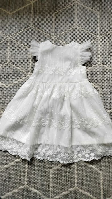 Piękna sukienka + sweterek rozm. 86 do chrztu, na ślub