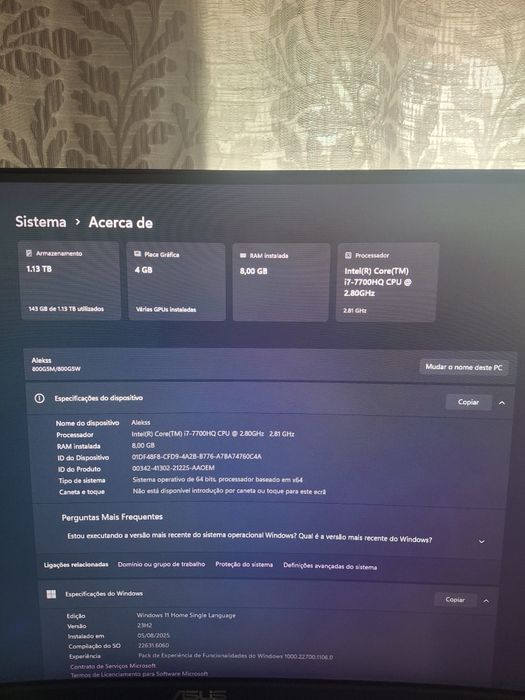 Samsung Odyssey i7 gtx 1050
