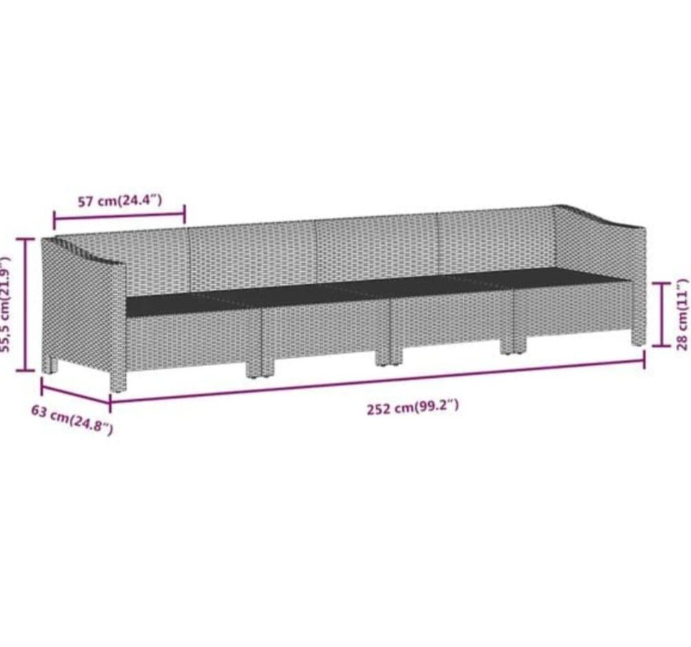 Sofa ogrodowa ratanowa vidaxl