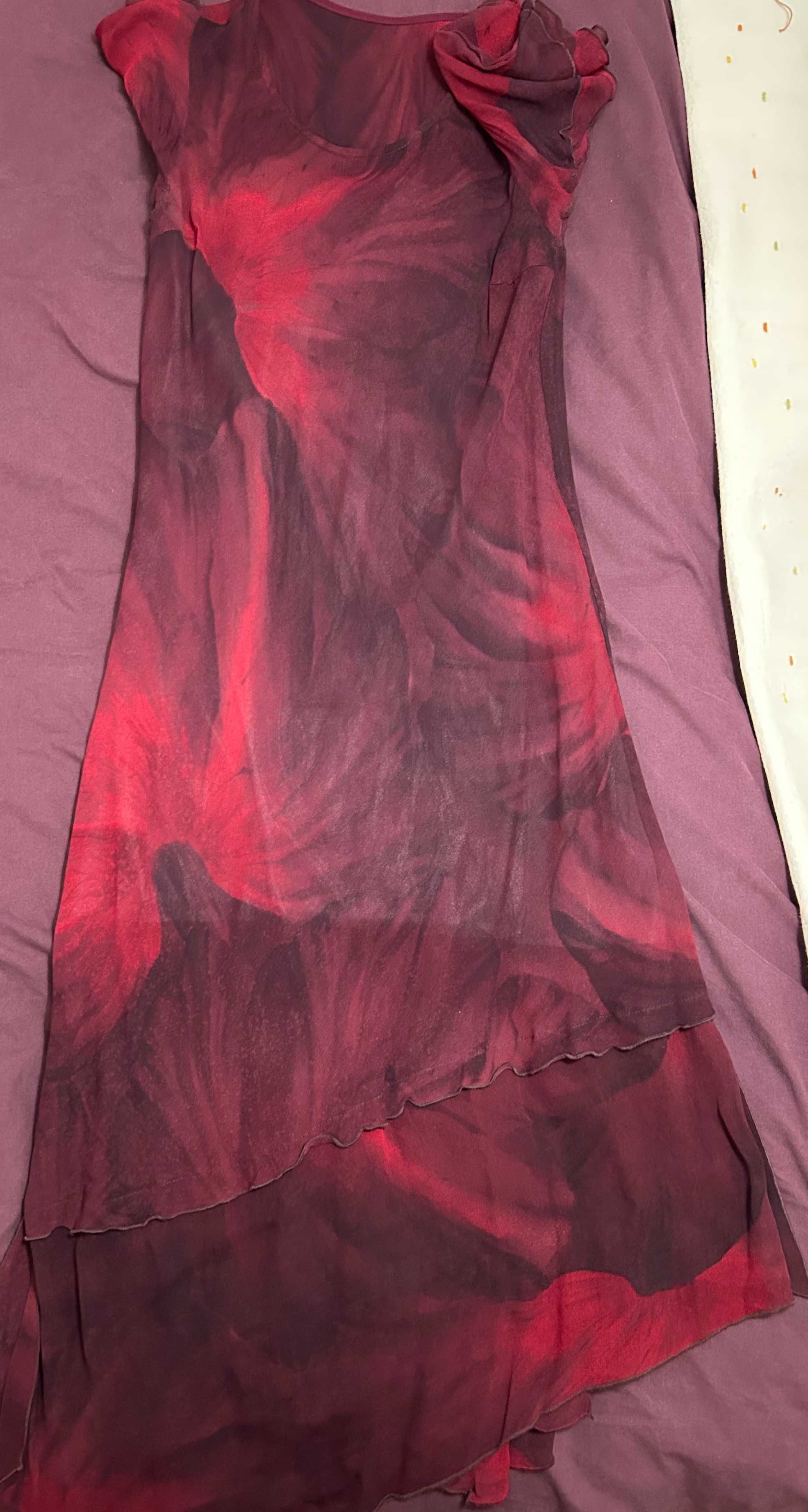 Vestido comprido vermelho escuro