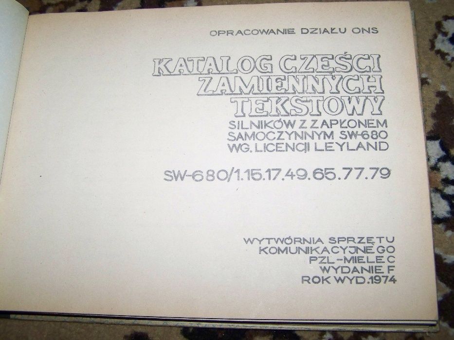 katalog silnika SW680 WSK oryginał 1974 PL