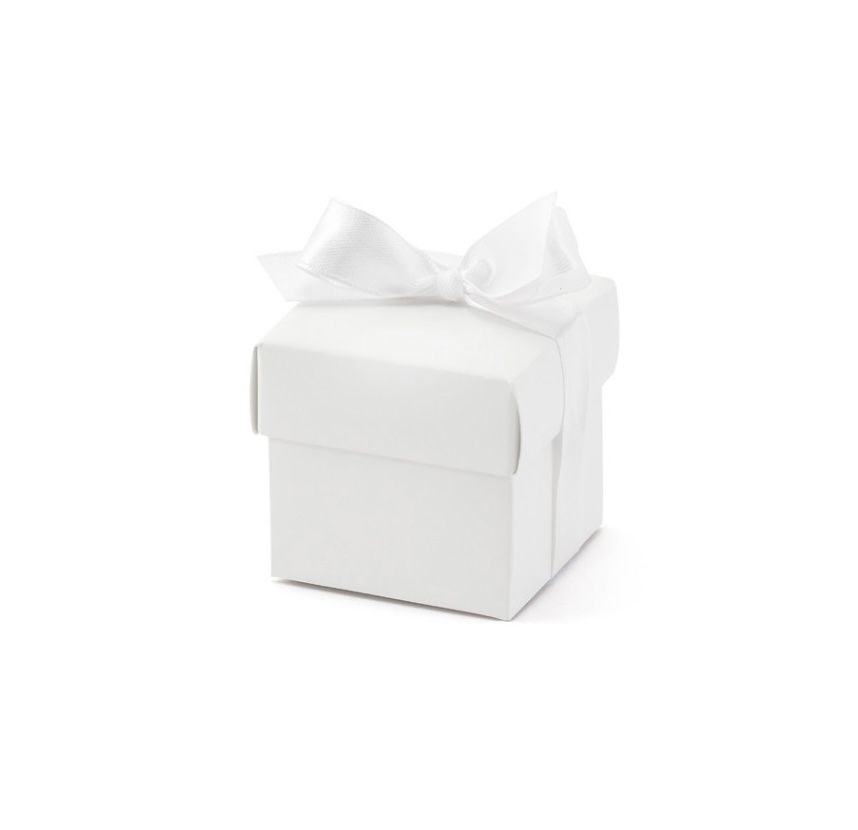 Pudełko Party Deco białe z kokardką 16 opakowań po 10szt