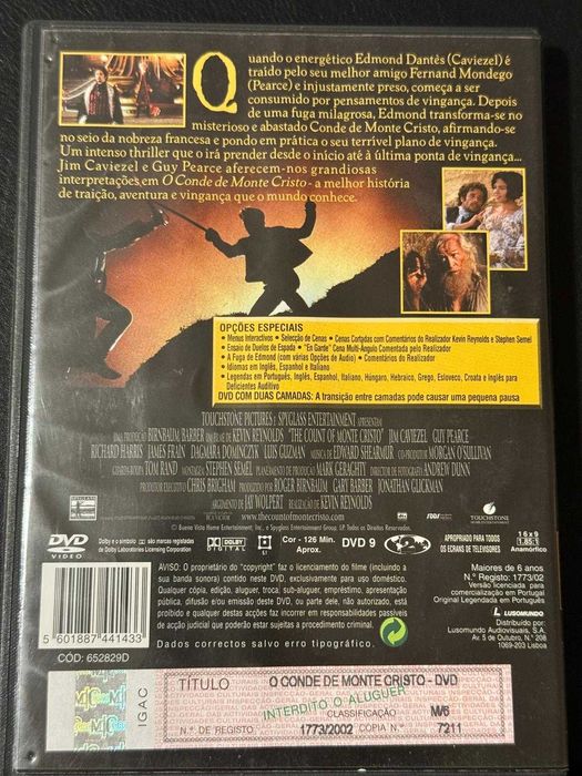 DVD do filme O Conde Monte Cristo