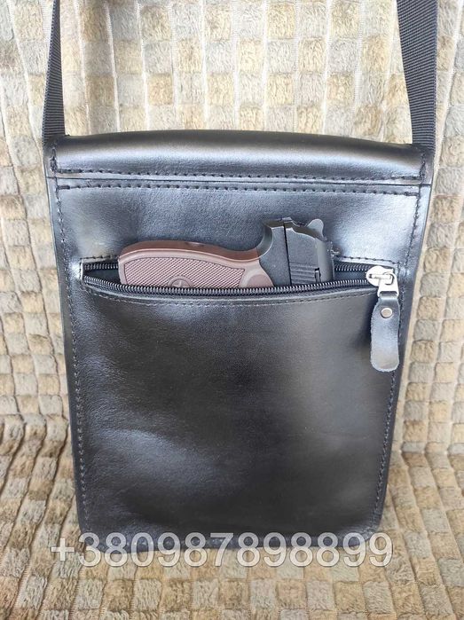 Чоловіча шкіряна сумка через плече сумка кобура для носіння зброї