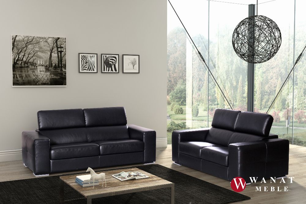 Nowoczesny Zestaw Wypoczynkowy Skóra Meble Wanat