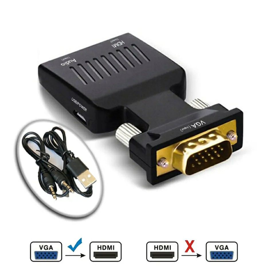 Адаптер Конвертер VGA на HDMI со звуком и питанием