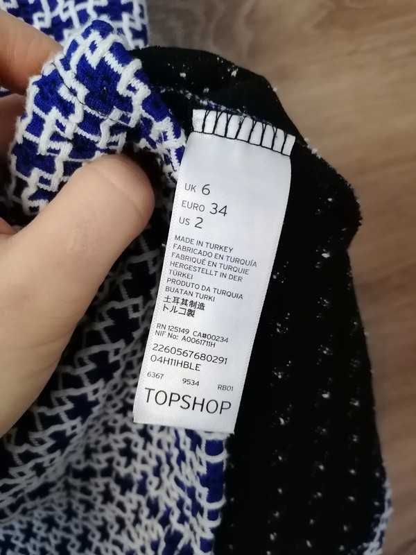 Topshop obcisła krótka sukienka opinająca mini we wzorki sexi 34 xs