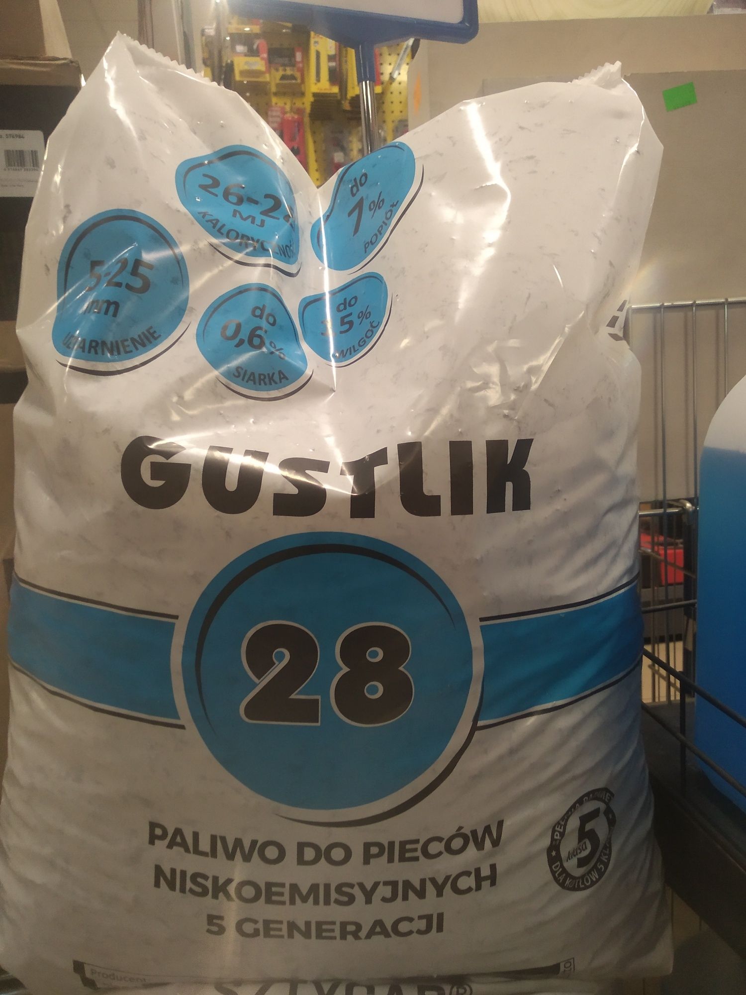 Ekogroszek Gustlik 27-28 mj, 20 kg worek.