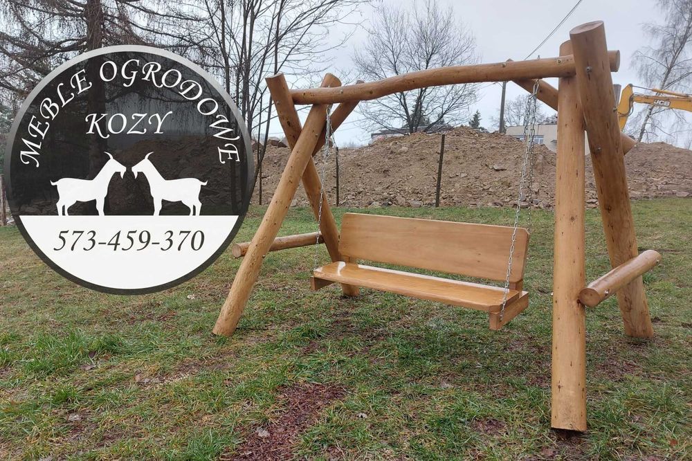 PROMKA! Drewniana huśtawka ogrodowa z grubych bali / Plac zabaw Stelaż