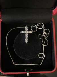Подвеска Крестик 925 серебро с цепочкой Кулон женский проба