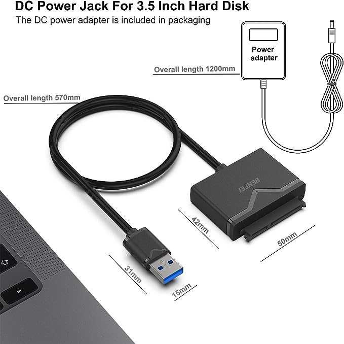 BENFEI Kabel SATA na USB 3.0, adapter dysku twardego na SATA III