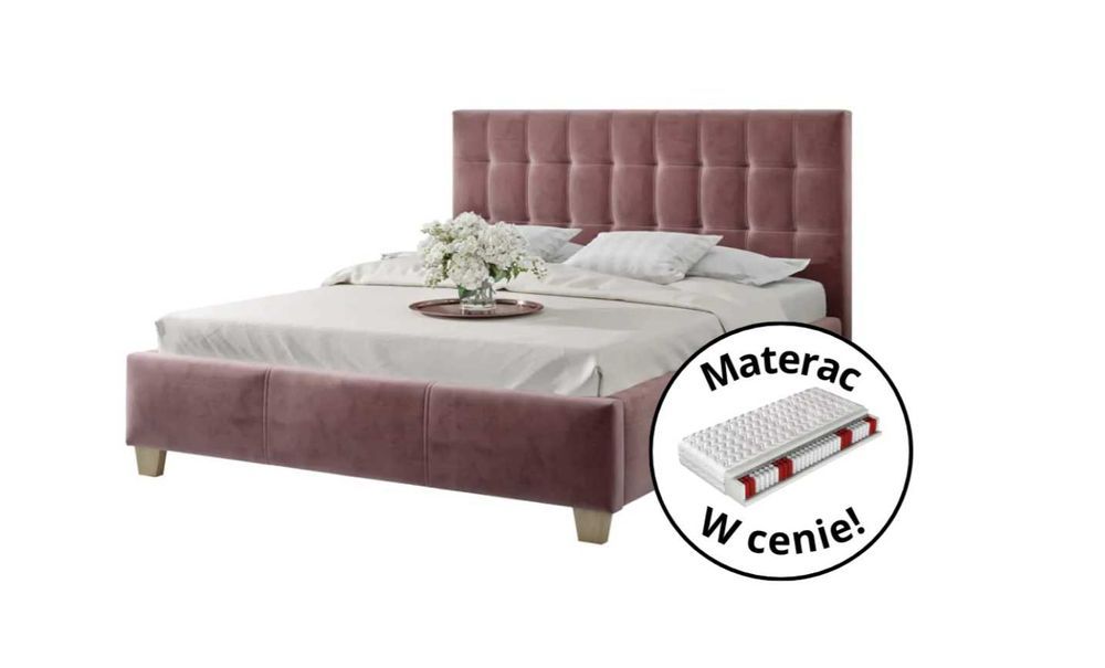 ZESTAW: Łóżko tapicerowane DOLORES + MATERAC COMFORTEO 140x200
