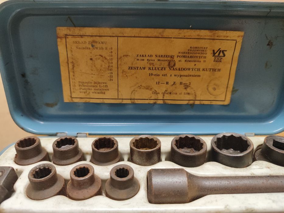 Zestaw kutych kluczy nasadowych VIS 12-R Z B-3. PRL Vis Rava