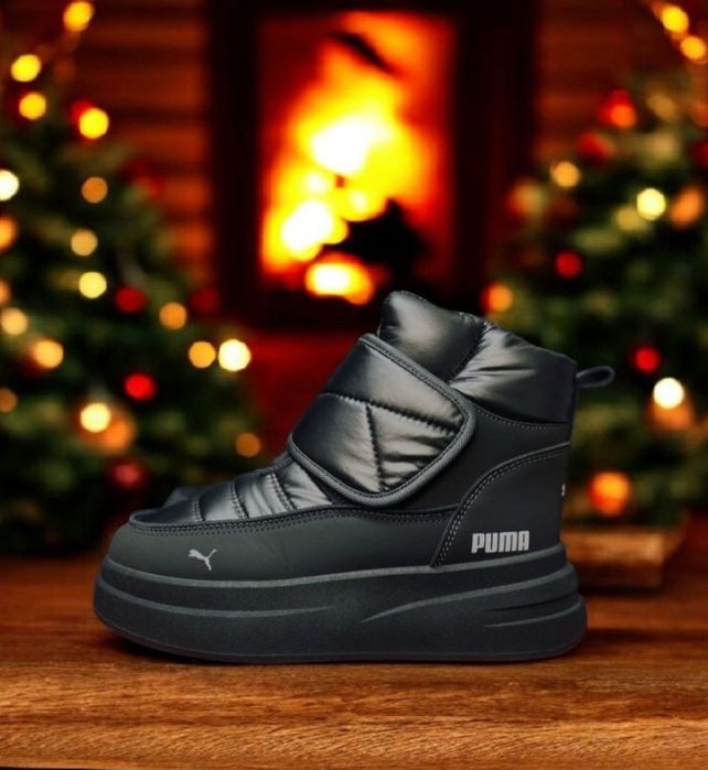 Жіночі зимові черевики Puma/зимние ботинки пума на липучках/дутики