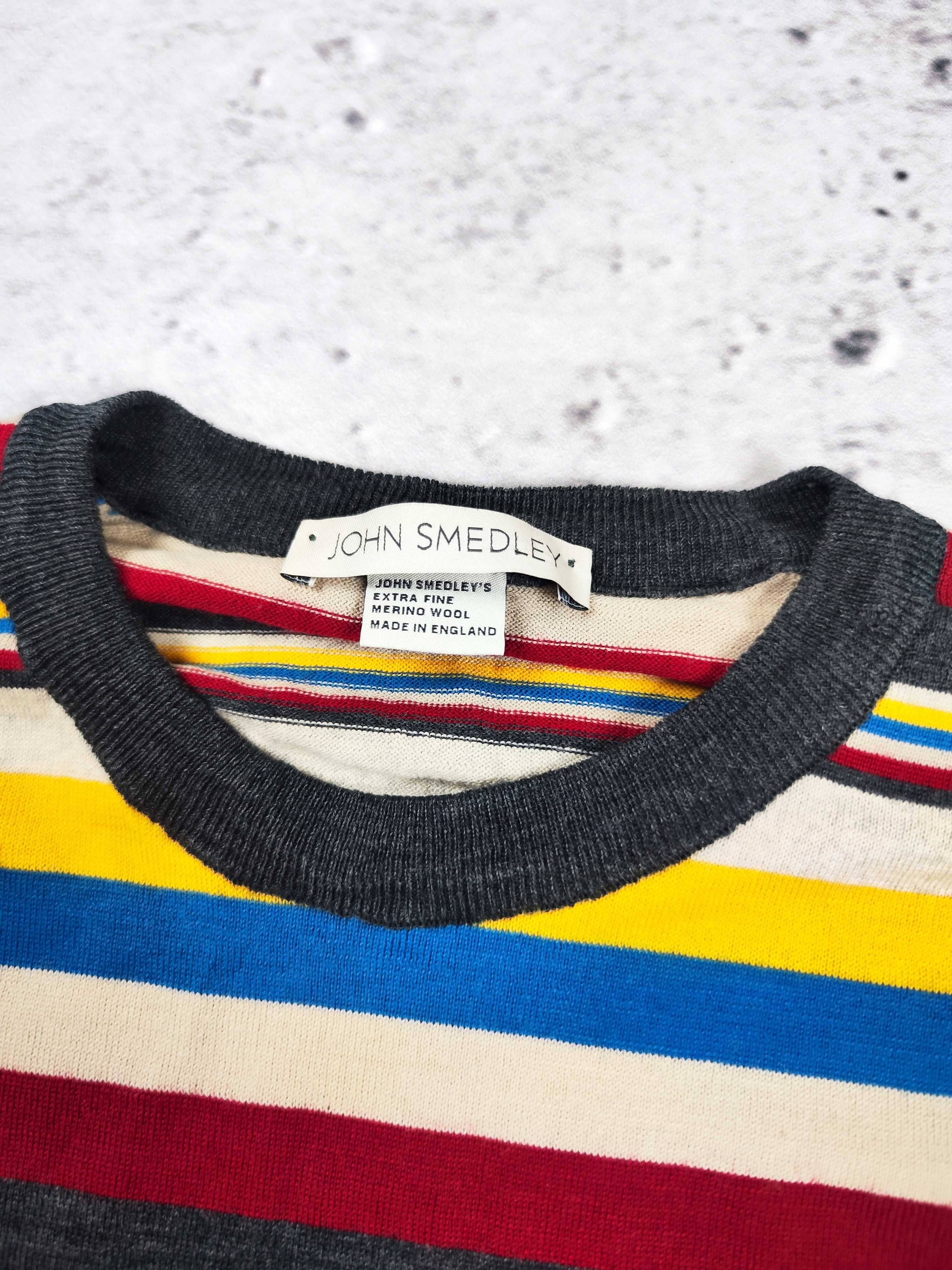 Sweter wełniany John Smedley kolorowy paski retro r. L